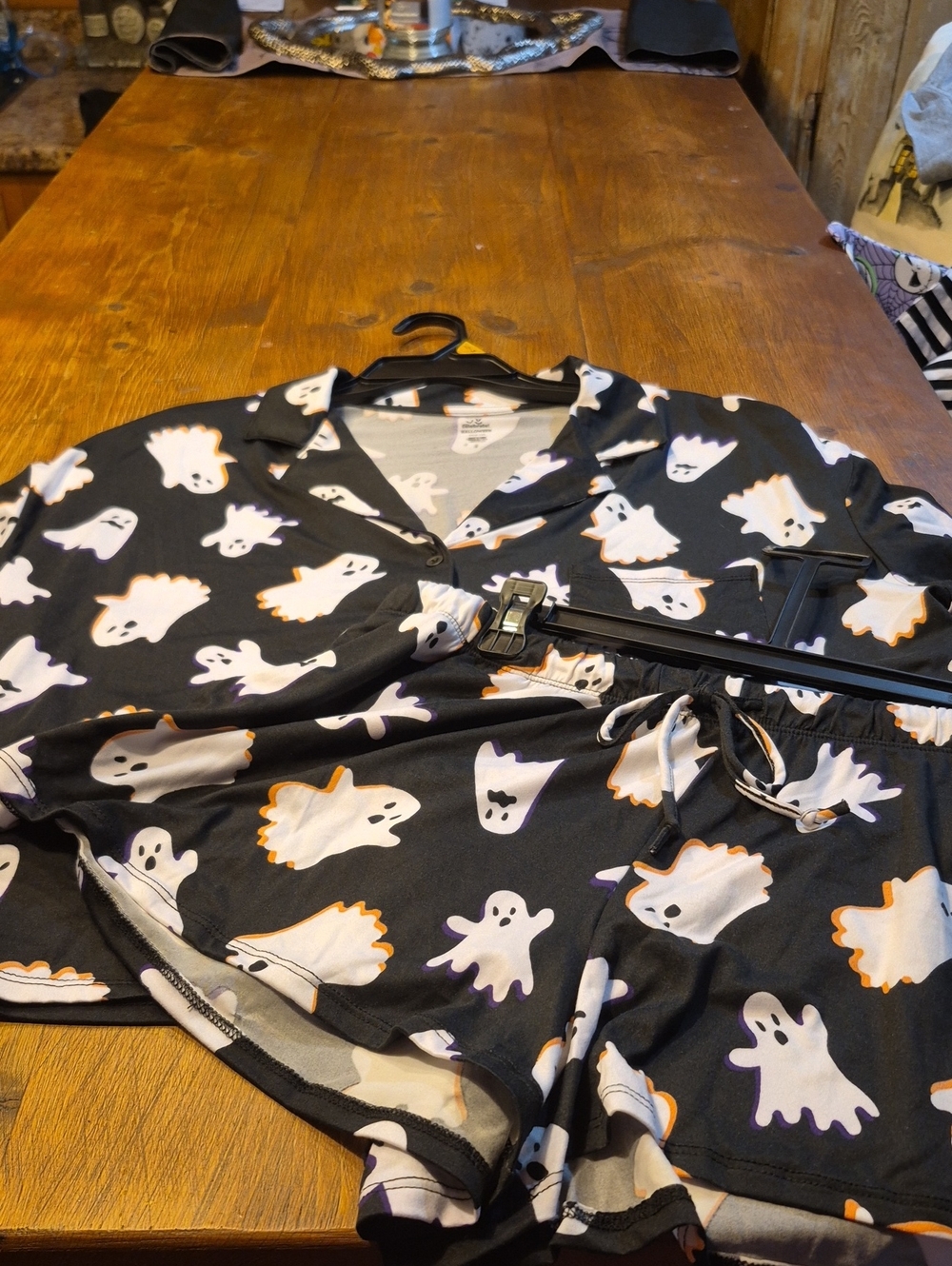 Black Ghost Print Pajama  Set